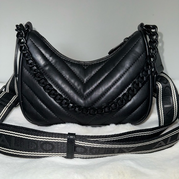 Aldo Black Croossbody Purse Shoulder New Quilted Zipped Viral Handbag - Picture 9 of 16
